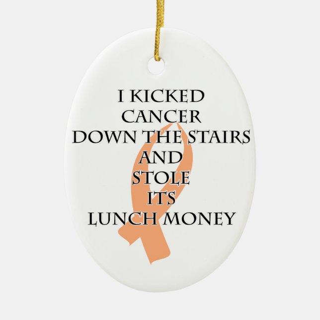 Bully Cancer (Peach Ribbon) Keramik Ornament (Vorne)