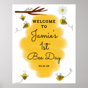 Bumble Bee 1. Geburtstag Party Begrüßungszeichen P Poster