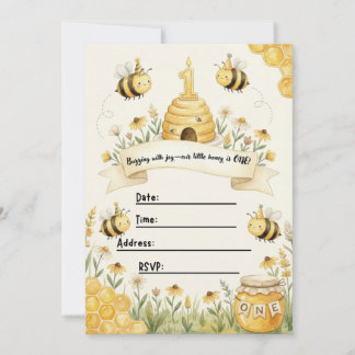 Bumble Bee 1st Birthday Invitation  Einladung