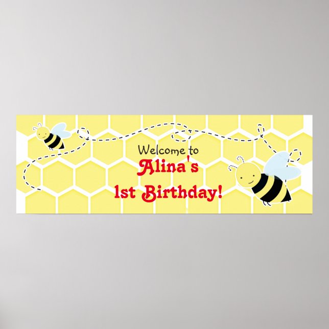 Bumble Bee Baby Dusche Geburtstagsparty Banner Poster (Vorne)