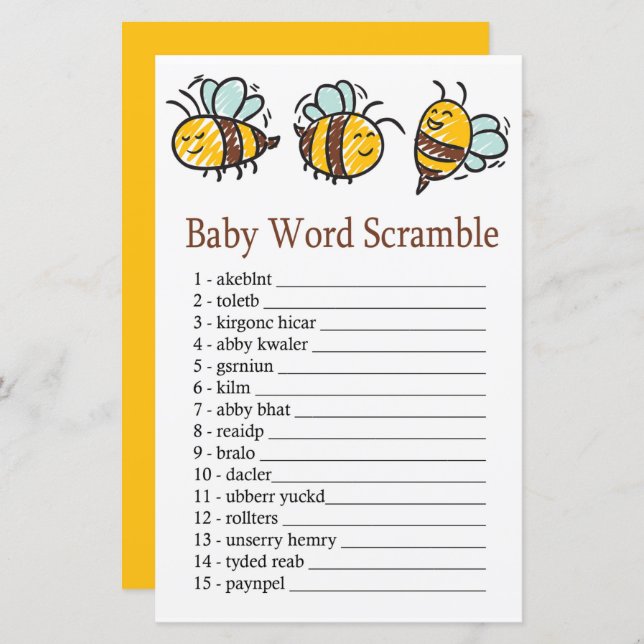 Bumble Bee Baby Wortspiel (Vorne/Hinten)
