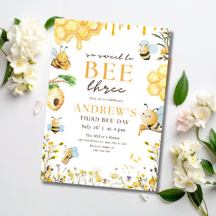 Bumble Bee Drei Geburtstagseinladung Kinderparty Einladung