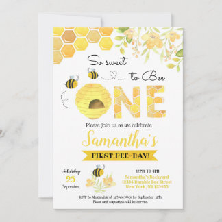 Bumble Bee First Birthday Party Einladungen