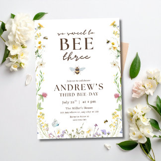 Bumble Bee Geburtstagseinladung 3. Geburtstagsfeie Einladung