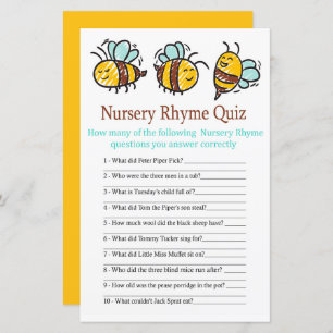 Bumble Bee Kinderzimmer Rhyme Quiz Babydusche Spie