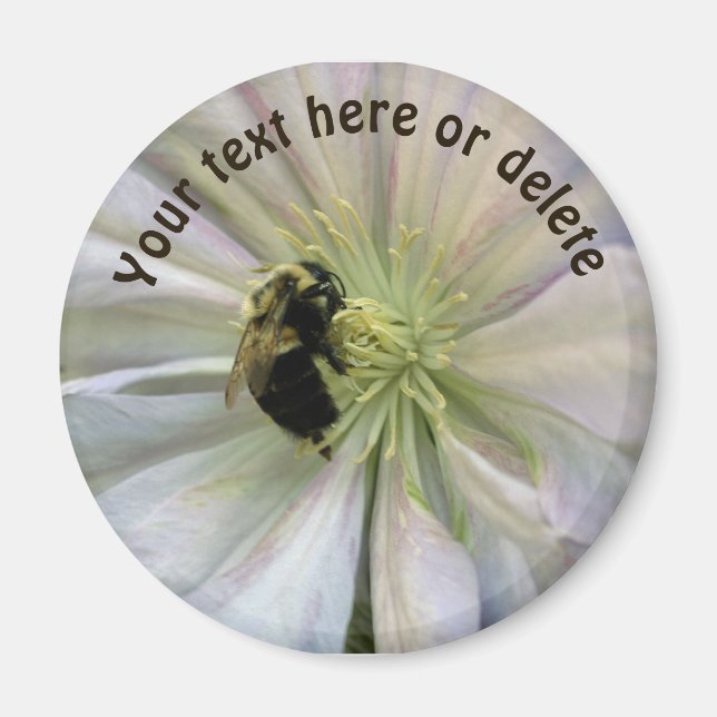 Bumble Bee On Clematis Flower Personalized Magnet (Vorne)