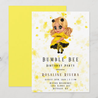 Bumble Bee Preteen Girl Birthday Party Einladung