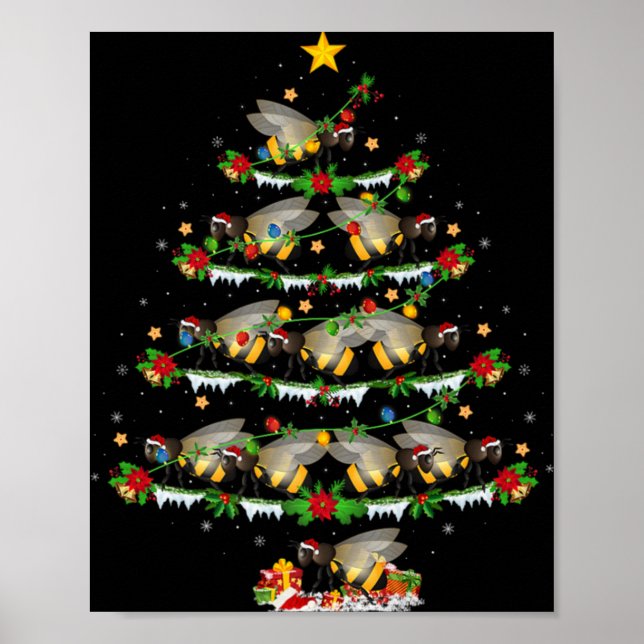 Bumble Bee Xmas Lights Santa Bumble Bee Christmas  Poster (Vorne)
