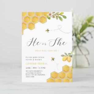 Bumble Bee Yellow Honeycomb Baby Gender Reveal Einladung