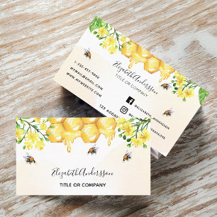 Bumble bees honey yellow florals visitenkarte