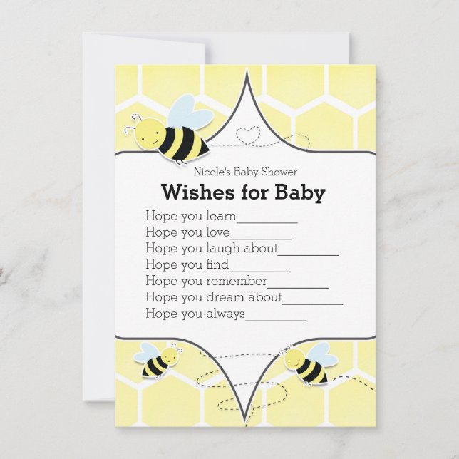 Bumble BEYellow Wish Wish for Baby Showgame Einladung (Vorderseite)