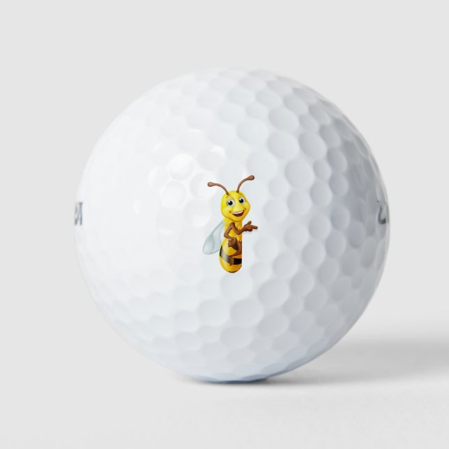 Bumble Honey Bee Bumblebee Cartoon Character Sign Golfball (Vorderseite)