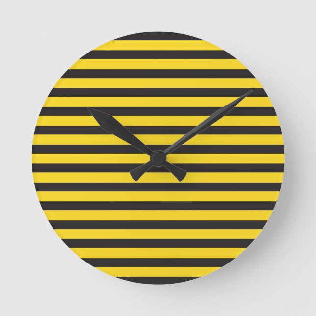 Bumblebee Black Yellow Horizontal Lines Bumble Bee Runde Wanduhr (Vorderseite)