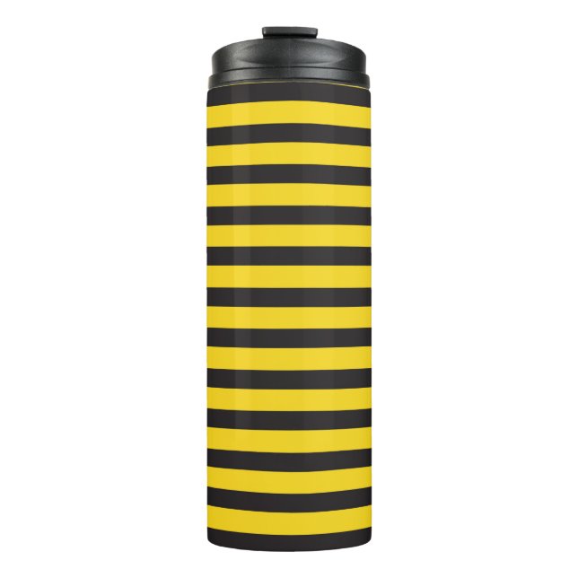 Bumblebee Black Yellow Horizontal Lines Bumble Bee Thermosbecher (Vorderseite)