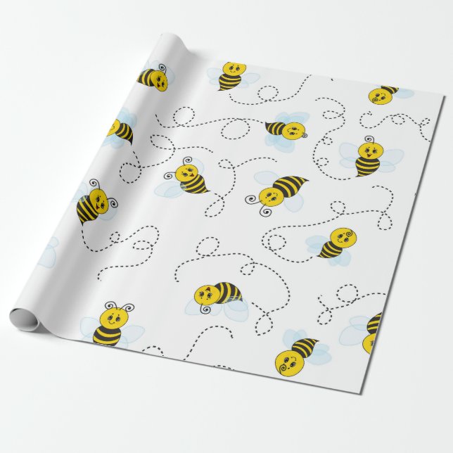 Bumblebee Flying Yellow Black Bumble Bee Geschenkpapier (Ungerollt)