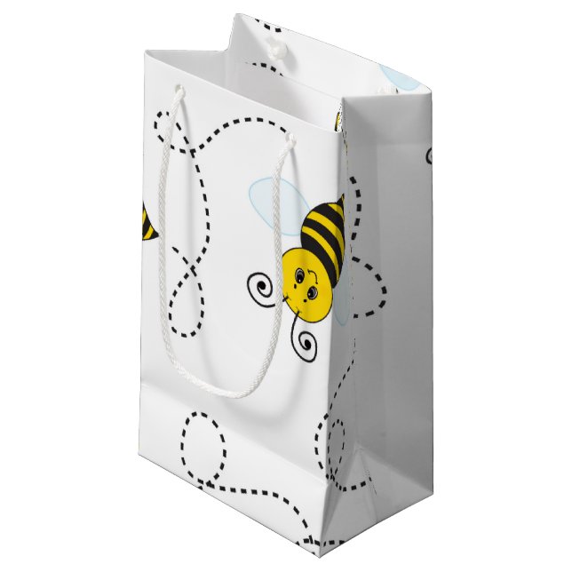 Bumblebee Flying Yellow Black Bumble Bee Kleine Geschenktüte (Vorderseite Schrägansicht)