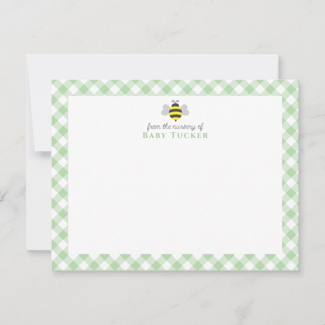 Bumblebee Preppy New Baby Stationery Danke Mitteilungskarte (Vorderseite)