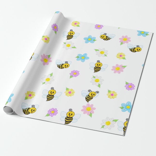 Bumblebee Yellow Black Bumble Bee Colorful Geschenkpapier (Ungerollt)