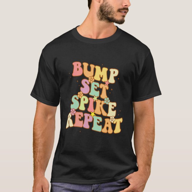 Bump Set Spike Repeat Cute Groovy Teen Girls Volle T-Shirt (Vorderseite)