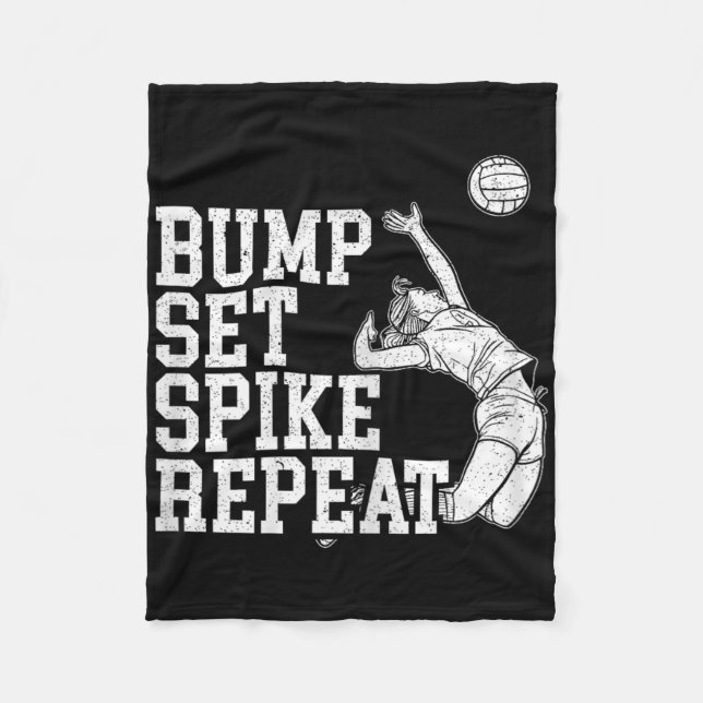 Bump Set Spike Repeat Volleyll Player Coach Gameda Fleecedecke (Vorderseite)