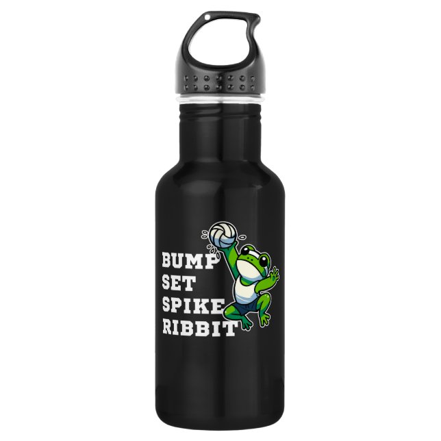 Bump, Set, Spike, Ribbit Edelstahlflasche (Vorderseite)