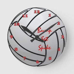 Bump Set Spike Volleyball mit Zahlen Runde Wanduhr