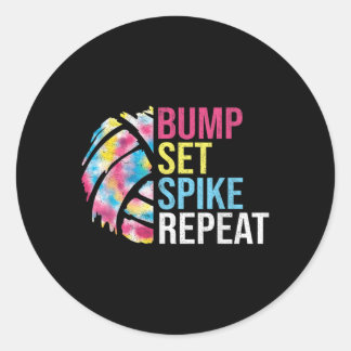 Bump Set Spike Wiederholen Volleyball Shirt für Mä Runder Aufkleber