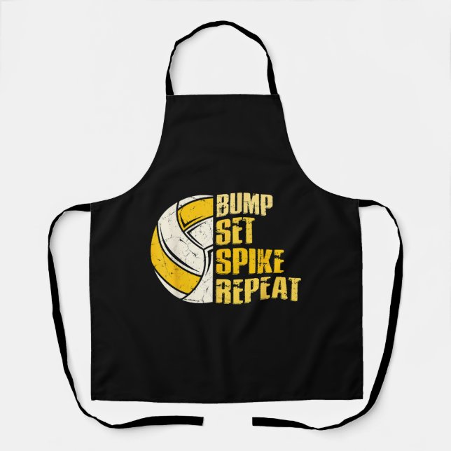 Bump Set Spike Wiederholung Volleyball Funny Funny Schürze (Vorderseite)
