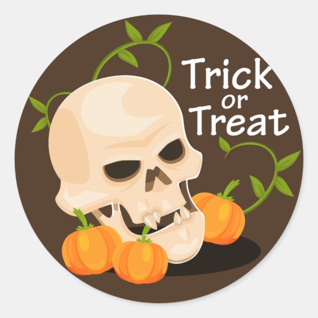 Bumpkin-Skull-Trick oder behandeln Halloween Runder Aufkleber (Vorderseite)