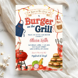 Bun & Burgers Gingham BBQ Coed Babyparty Einladung