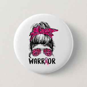 Bun Gles tragen rosa Krieger Brustkrebs Bewusstsei Button