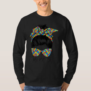 Bun Hair Sunglasses Camouflage Autismus Bewusstsei T-Shirt