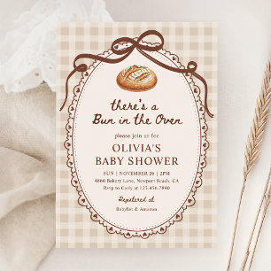 Bun im Ofen Gingham-Sauerteig-Baby-Party Einladung