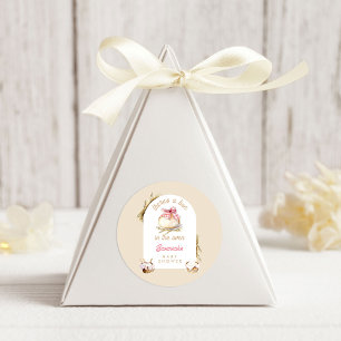 Bun Im Ofen Rosa Gingham-Schleife Baby-Party Runder Aufkleber