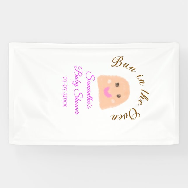 Bun in der ofenbeige duftende Babydusche rosa Br Banner (Horizontal)