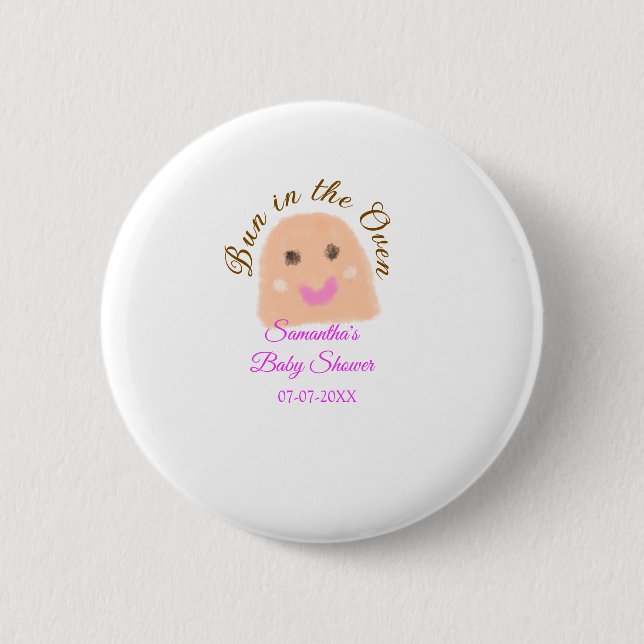 Bun in der ofenbeige duftende Babydusche rosa Br Button (Vorderseite)