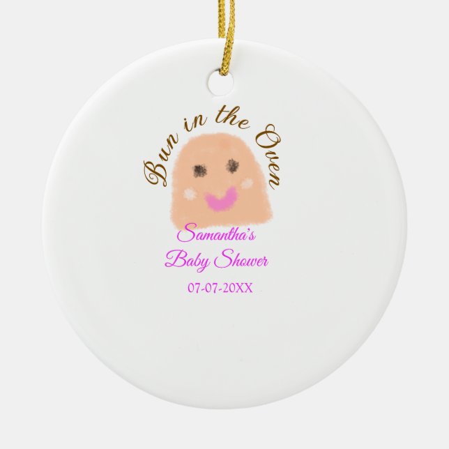 Bun in der ofenbeige duftende Babydusche rosa Br Keramik Ornament (Vorne)