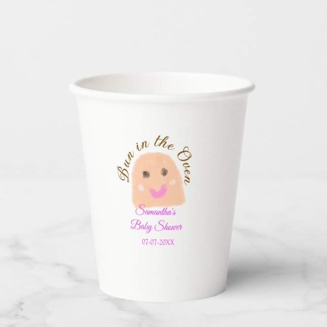 Bun in der ofenbeige duftende Babydusche rosa Br Pappbecher (Vorderseite)