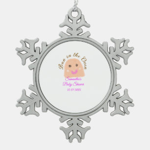 Bun in der ofenbeige duftende Babydusche rosa Br Schneeflocken Zinn-Ornament