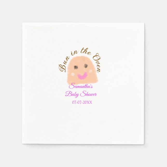 Bun in der ofenbeige duftende Babydusche rosa Br Serviette (Vorderseite)