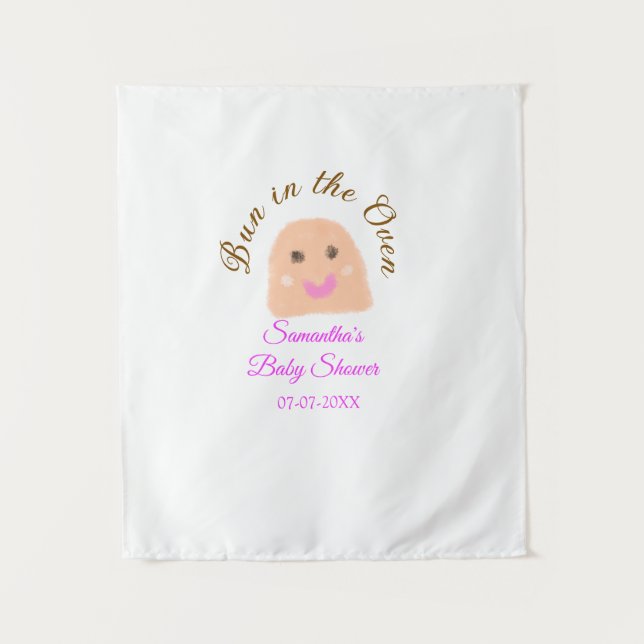 Bun in der ofenbeige duftende Babydusche rosa Br Wandteppich (Vorderseite)