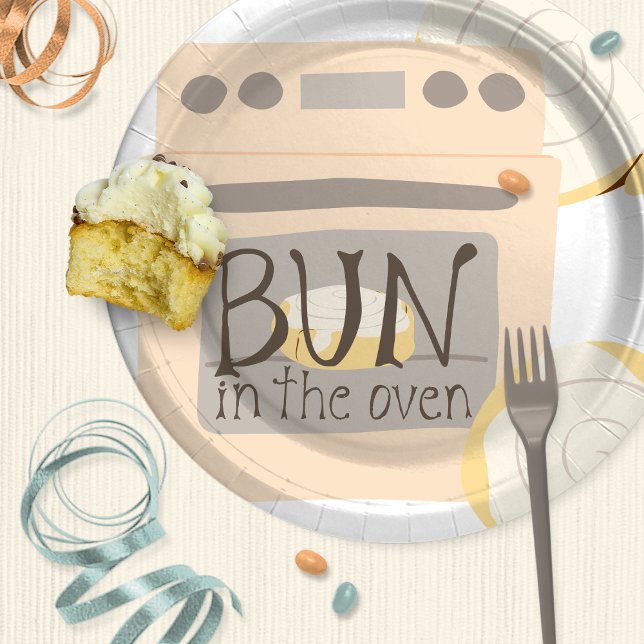 Bun in der Oven Baby Dusche Pappteller (Bun in the oven baby shower plate)