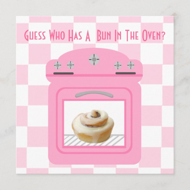 Bun in der Oven Baby Girl Pink Babydusche Hinweiskarte (Vorderseite)