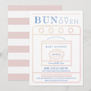 Bun in der Oven Girl Pink Virtual Baby Dusche Einladung