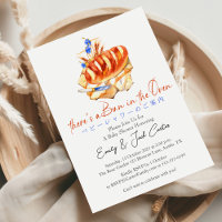 Bun in Oven Baby Shower Brot Blue Floral