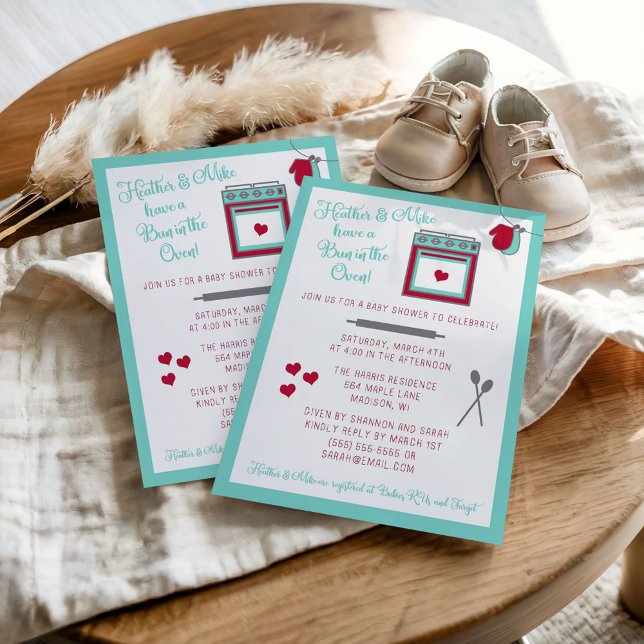 Bun in Oven Baby Shower Einladung (Von Creator hochgeladen)