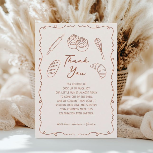 Bun in Oven Bakery Baby Shower Dankeskarte (Von Creator hochgeladen)