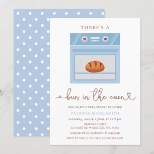 Bun in Oven Blue Baby Babydusche Einladung