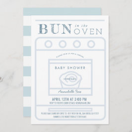 Bun in Oven Boy Blue Virtual Baby Shower Einladung