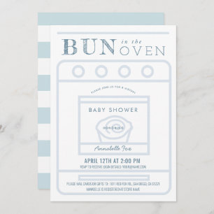Bun in Oven Boy Blue Virtual Baby Shower Einladung